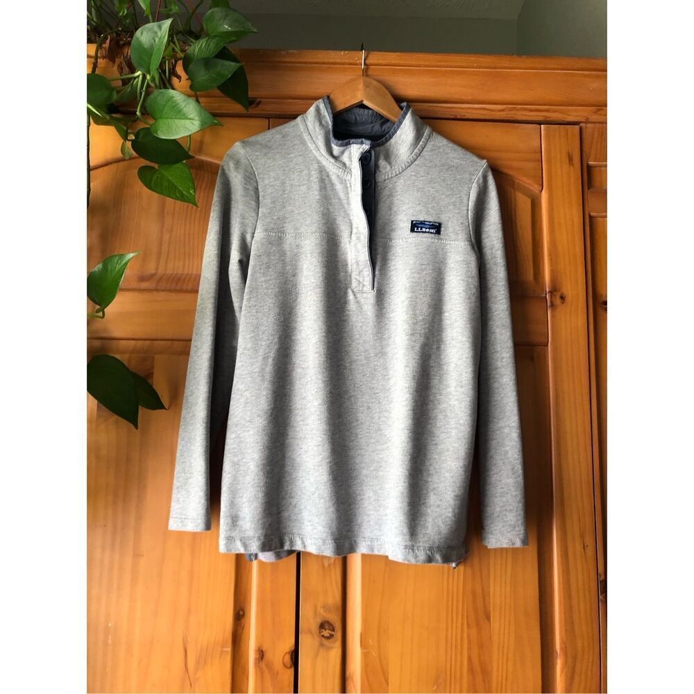 L.L Bean Long Sleeve Henley Sweatshirt Womens Button Cotton SZ L - Picture 3 of 10